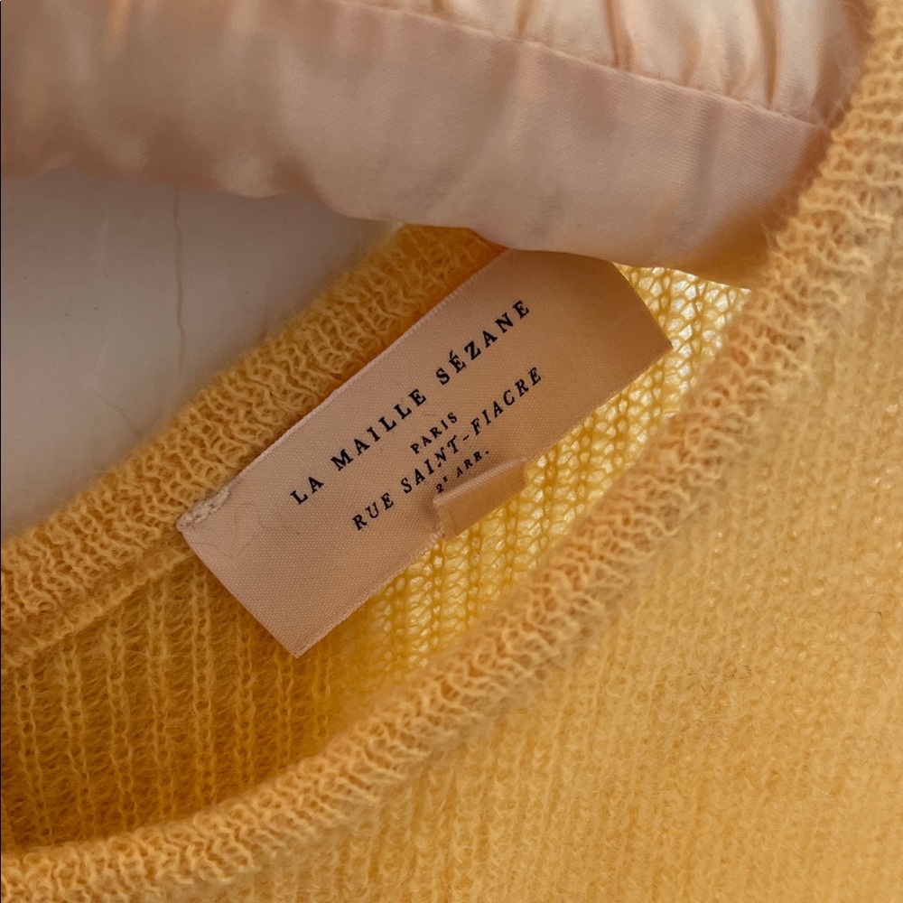 Sezane Yellow Cropped Button Cardigan - Picture 6 of 7